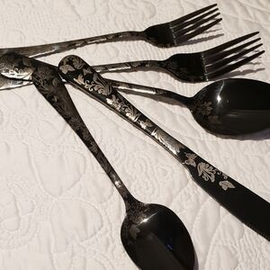 Gun Metal Gray Cutlery Set.